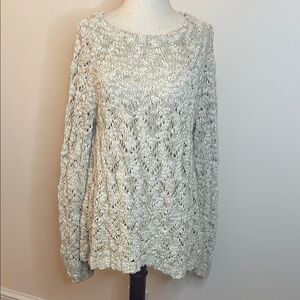 Moth Anthropologie Cream Crochet Sweater Size Large – Cotton Blend Knit
